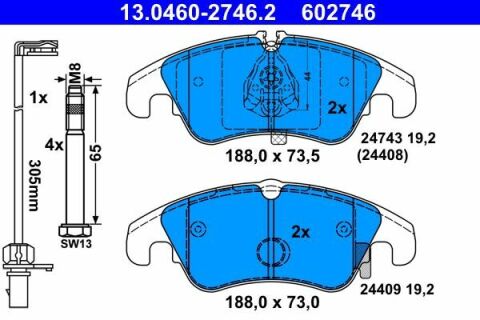 Колодки тормозные (передние) Audi A4 07-16/A5 07-17 (Lucas/TRW) (+датчик)