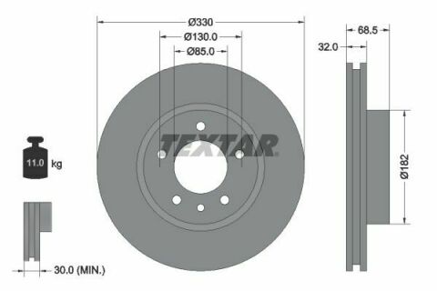 Диск тормозной (передний) Porsche Cayenne/VW Touareg 02- (330x32) (L) PRO+