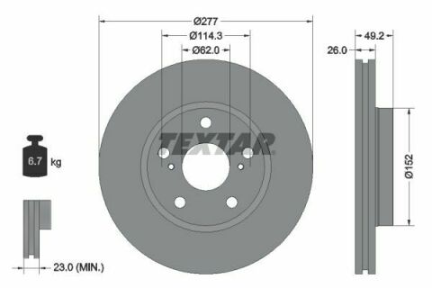 Диск тормозной (передний) Toyota Auris 12-/Corolla 06- (277x26) PRO