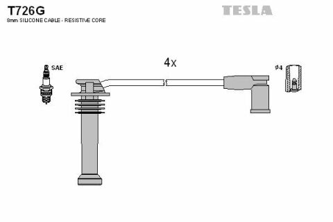 Кабель запалювання к-кт TESLA Ford 98-2004 1,6