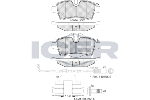 Колодки тормозные (задние) Mini (R56) 05-14/Clubman (R55) 06-15 (+датчики)