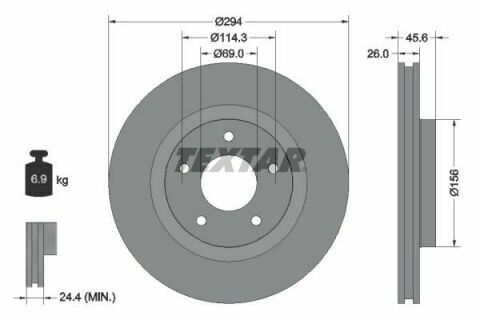 Диск тормозной (передний) Citroen C4/ Mitsubishi Outlander / Peugeot 4008 12-(294x26) PRO+