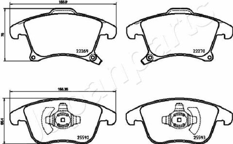 JAPANPARTS FORD Колодлки торм. пер. Mondeo 14-, Galaxy, S-Max 15-