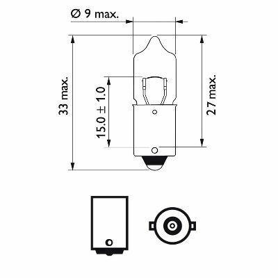 Лампа H10W 12V 10W BA9s