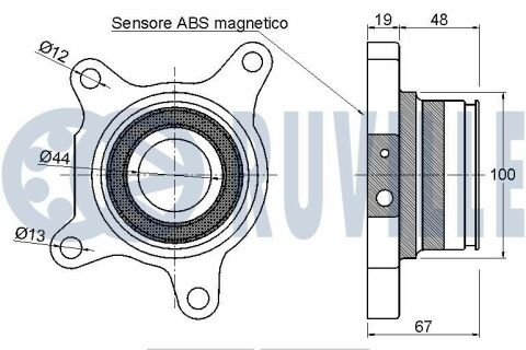 Підшипник маточини зад. з датчиком abs land cruiser 02-