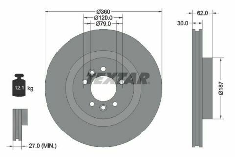 Диск тормозной (передний) Land Rover Discovery V 16-/ Range Rover 12- (360x30) PRO+