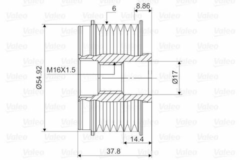 VALEO HYUNDAI Шків генератора SANTA FE II 2.4 10-