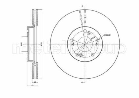 Диск тормозной (передний) Honda Accord VII 03-08 (300x25) (с покрытием) (вентилированный)