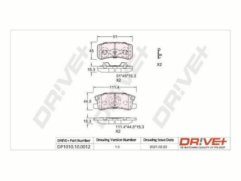 DP1010.10.0012 Drive+ - Гальмівні колодки до дисків