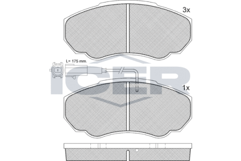 Колодки тормозные (передние) Citroen Jumper 02-/Fiat Ducato/Peugeot Boxer 98-R15 (+датчик)