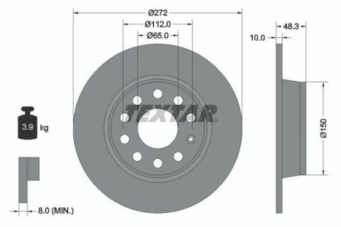 Диск тормозной (задний) VW Caddy 03-(272x10) PRO