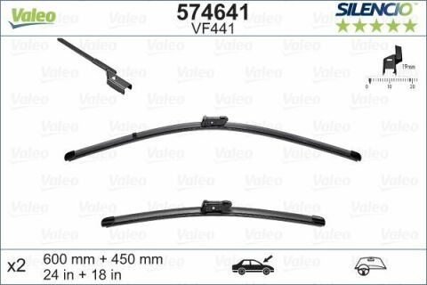 Щетки стеклоочистителя бескаркасные (600/450mm) Peugeot 308 07-/VW Caddy 10-