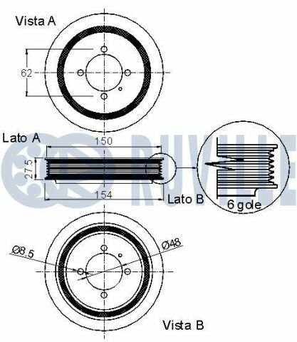 Шкив к-вала astra h/j, corsa d, moka, meriva, zafira b, chevrolet cruze 1.7cdti 06-