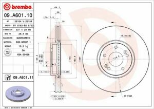 Диск тормозной (передний) Hyundai Santa Fe 06-/Kia Sorento 2.2/2.4 12- (321x28)