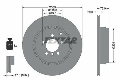 Диск тормозной (задний) Land Rover Range Rover 4.4D/5.0i 4x4 07-12 (365x20) PRO