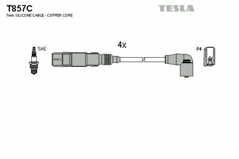 Кабель запалюванняб к-кт TESLA Seat, VW Polo 97-01 1,0