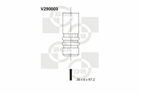 Клапан випуск. Vectra/Omega/Zafira 2.0/2.2d (X20DTH/Y20DTH/X20DTH/Y22DTR) (26x6x97)