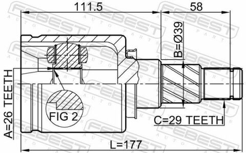 ШРКШ (ШРУС) внутренний левый 26x39x29 NISSAN X-TRAIL T30 01-