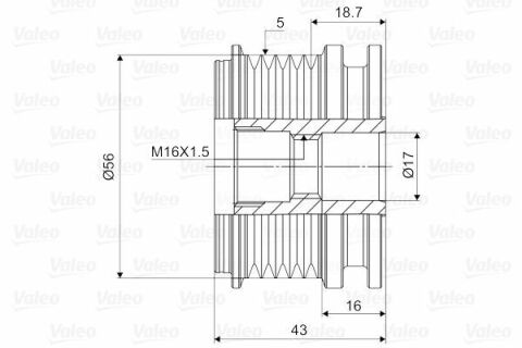 Шкив генератора VW Caddy II 1.4/1.9D 95-04 (5PK)