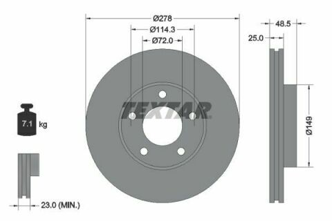 Диск тормозной (передний) Mazda 3/5 05- (278x25) PRO