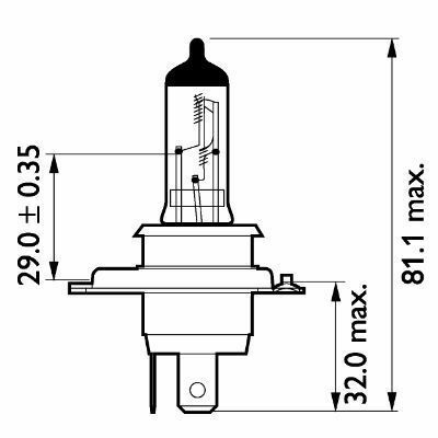 Лампа H4 MasterLife 24V 75/70W P43t-38