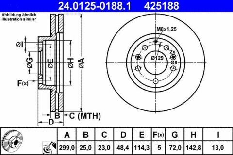 Диск тормозной (передний) Mazda 6 07-13 (299x25) (с покрытием) (вентил.)