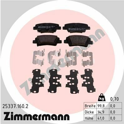 Колодки гальмівні (задні) Kia Ceed/Rio III/Hyundai Accent/Tucson/i20/i30/i40 10-(Akebono)(з аксес)