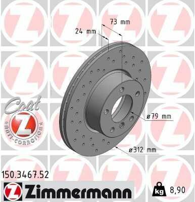 Диск тормозной (передний) BMW 3 (E90/E91/E93) 05-11/X1 (E84) 09-(312x24) (с покрытием) (с отверстиями) (вент)