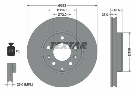 Диск тормозной (передний) Mazda 6 02-13 (283х25) PRO