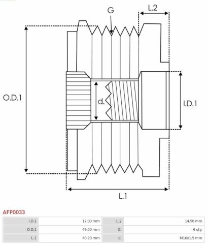 Шків генератора VW T5/T6/Caddy/Crafter 2.0TDI 09-, 6PK