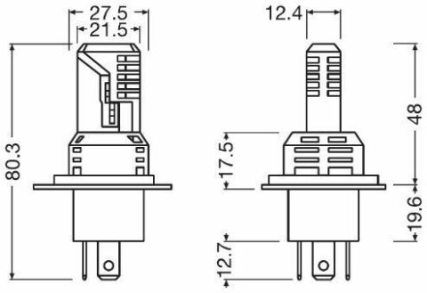 Лампа розжарювання, фара далекого світла H4/H19 P43t/PU43t-3