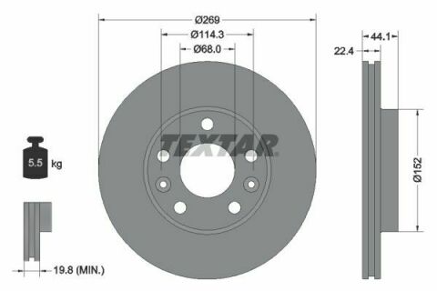 Диск тормозной (передний) Dacia Duster 10-/Renault Megane IV 15- (269x22.4) PRO