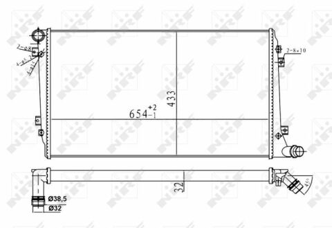 Радіатор охолодження VW Caddy 1.9/2.0TDI (+/-AC) (Економ-клас)