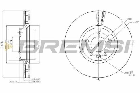 Гальмівний диск перед. T5 09- (R17.5) (340x32.2)