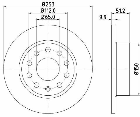 Тормозной диск зад. Caddy III/Octavia II/III/Golf V/VI 03- (253x9.9)