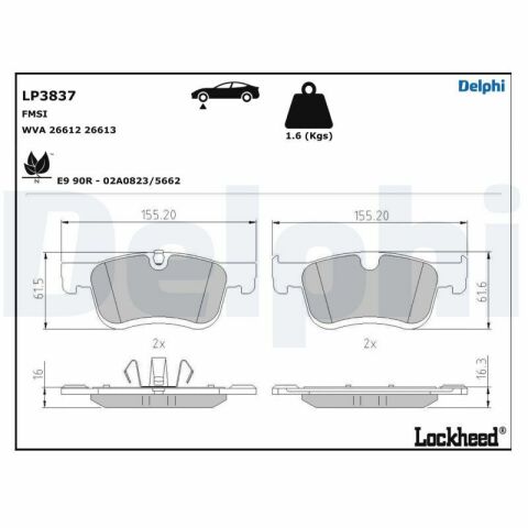 Передние тормозные колодки BERLINGO, BERLINGO/MINIVAN, C4 GRAND PICASSO II, C4 PICASSO II, C4 SPACETOURER, GRAND C4 SPACETOURER OPEL COMBO TOUR/LIFE, COMBO/MINIVAN 1.2-2.0D 02.13-