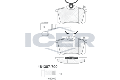 Колодки гальмівні (задні) Ford Galaxy 95-06/VW Sharan/Seat Alhambra 95-10/Ibiza 03-08 (+датчик)