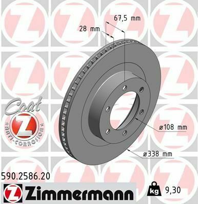 Диск тормозной (передний) Toyota Land Cruiser 3.0-4.0 D 02-10 (338x28) (с покрытием) (вентилированный)