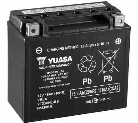 МОТО Yuasa 12V 18,9Ah  High Performance MF VRLA Battery AGM   YTX20HL-BS (сухозаряжений)