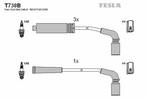 Кабель запалювання к-кт TESLA Daewoo,Chevrolet 97- 1,4