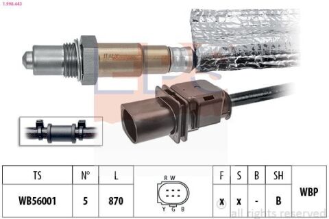 Лямбда-Зонд eos 2.0 06-08, golf v 2.0 04-08, jetta 2.0 05-10, passat b6 2.0 05-10, audi a3