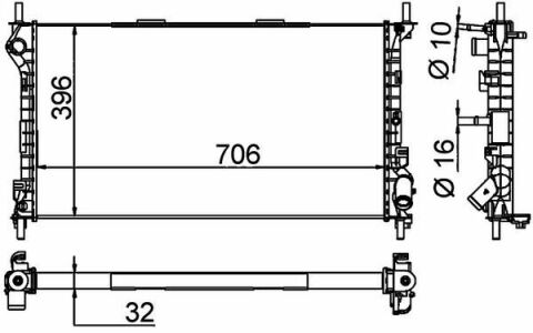 Радиатор охлаждения Ford Transit Connect 1.8/1.8TDCi 02-13 (+AC)