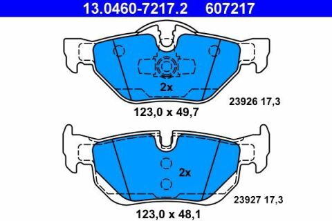 Колодки гальмівні (задні) BMW 1 (E81-82/E87-88)/3 (E90-93) 04-13/X1 (E84) 09-15 (Ate)