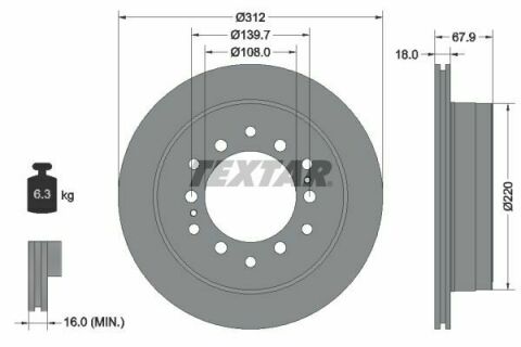 Диск гальмівний (задній) Toyota Land Cruiser 2.7-4.0 09- (312x18) PRO