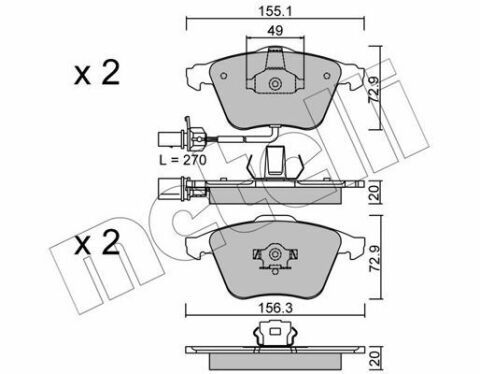 Колодки гальмівні (передні) Audi A4 03-09/A6/A8 03-11/Seat Exeo 08-13 (+датчики)