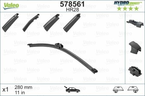 Щітка склоочисника безкаркасна (задня) (280mm) MB GLA-Class (X156)/Seat Leon/Skoda Fabia/BMW 1 (E87) 03-