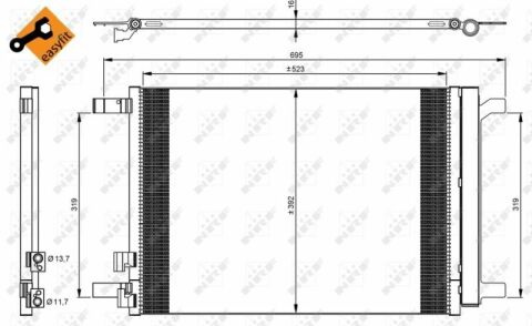 Радиатор кондиционера Audi A3/Q2/Skoda Octavia III/Superb III/VW Arteon/Golf Alltrack 1.0-2.0D 12-