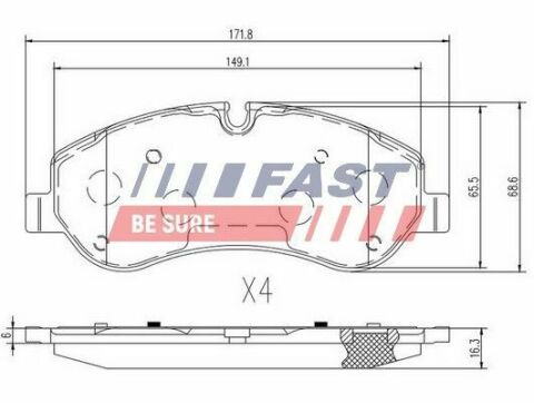 Колодки тормозные передние дисковые FORD Transit 14-, Transit Custom 12-