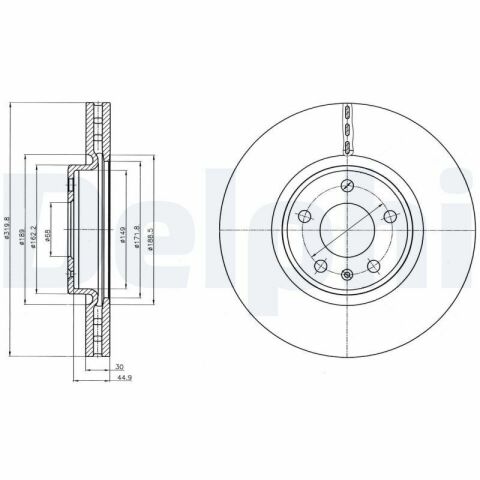 Диск гальмівний передній 320mm A4/A5/A6/Q5 08- AUDI