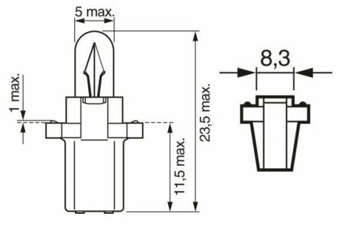 Автолампа PB3 24V 1.2W B8.3d